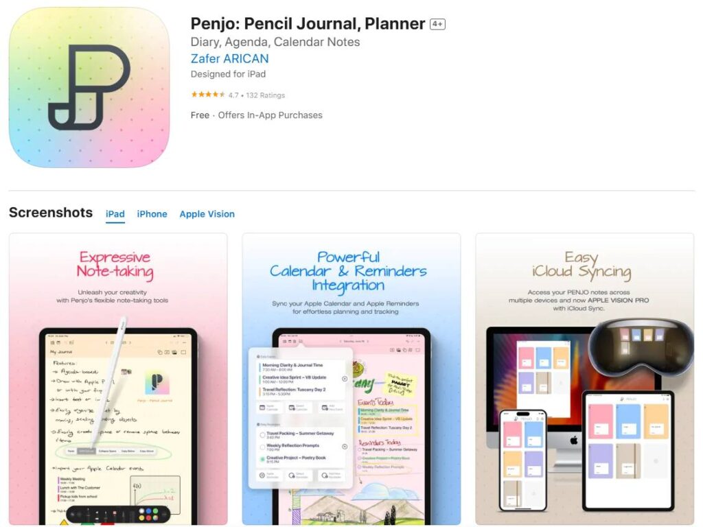 Penjo journal and planner interface.