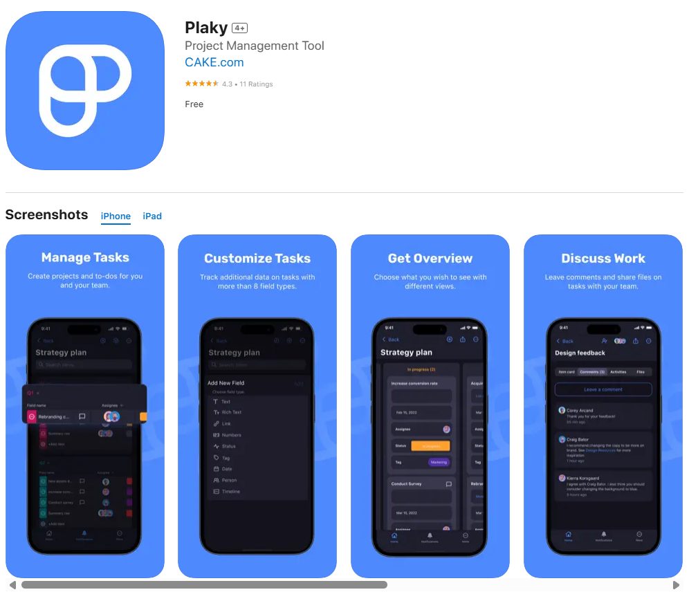 Plaky app for team projects