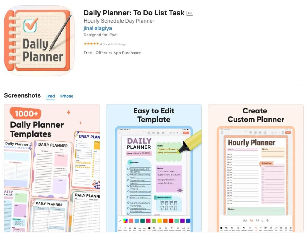 PlanWiz iPad interface for goal planning.
