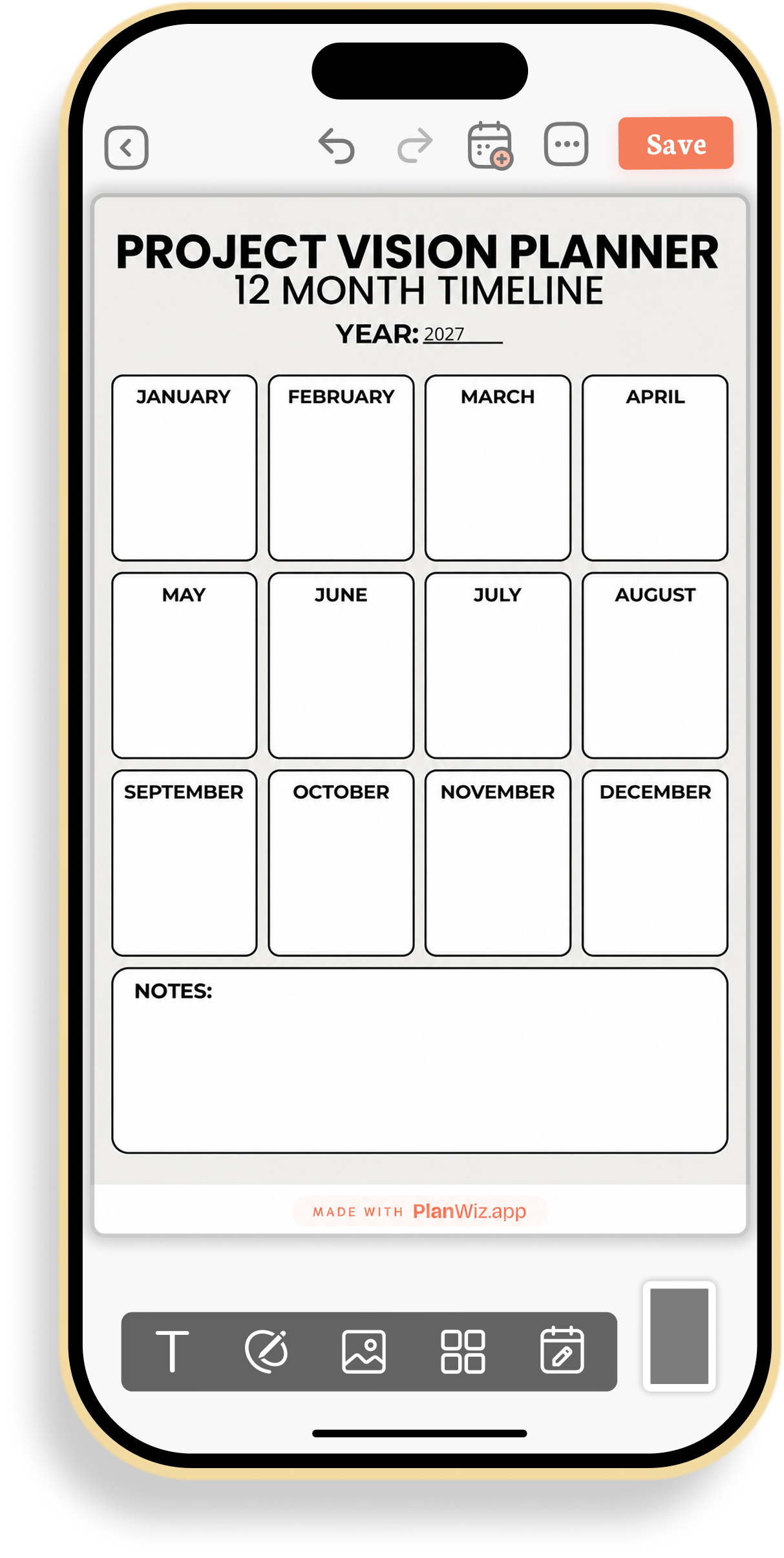 Annual Project Vision Timeline Planner
