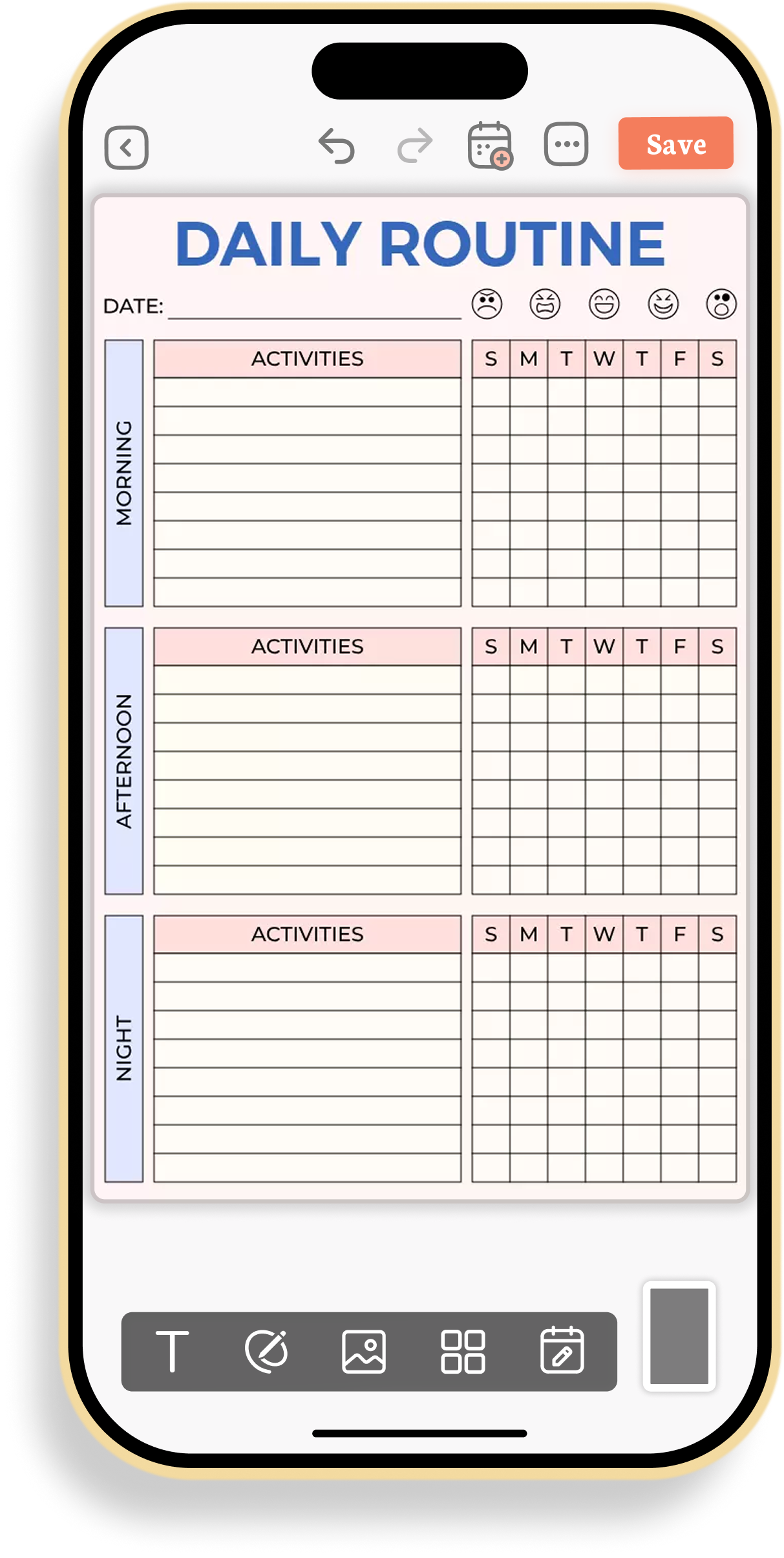 Daily Activities Routine Tracker Planner