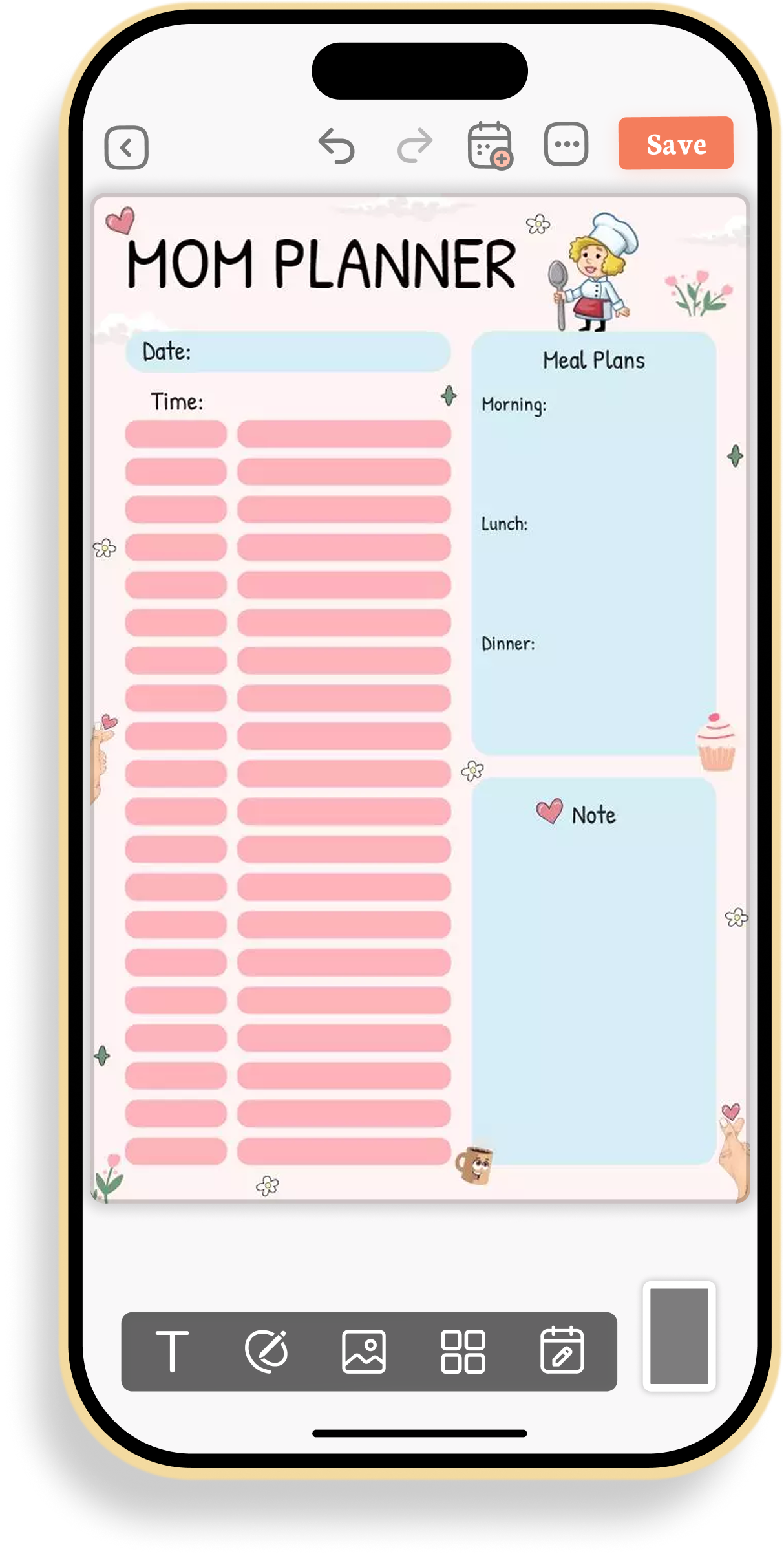 Daily Meal and Activities Mom Planner