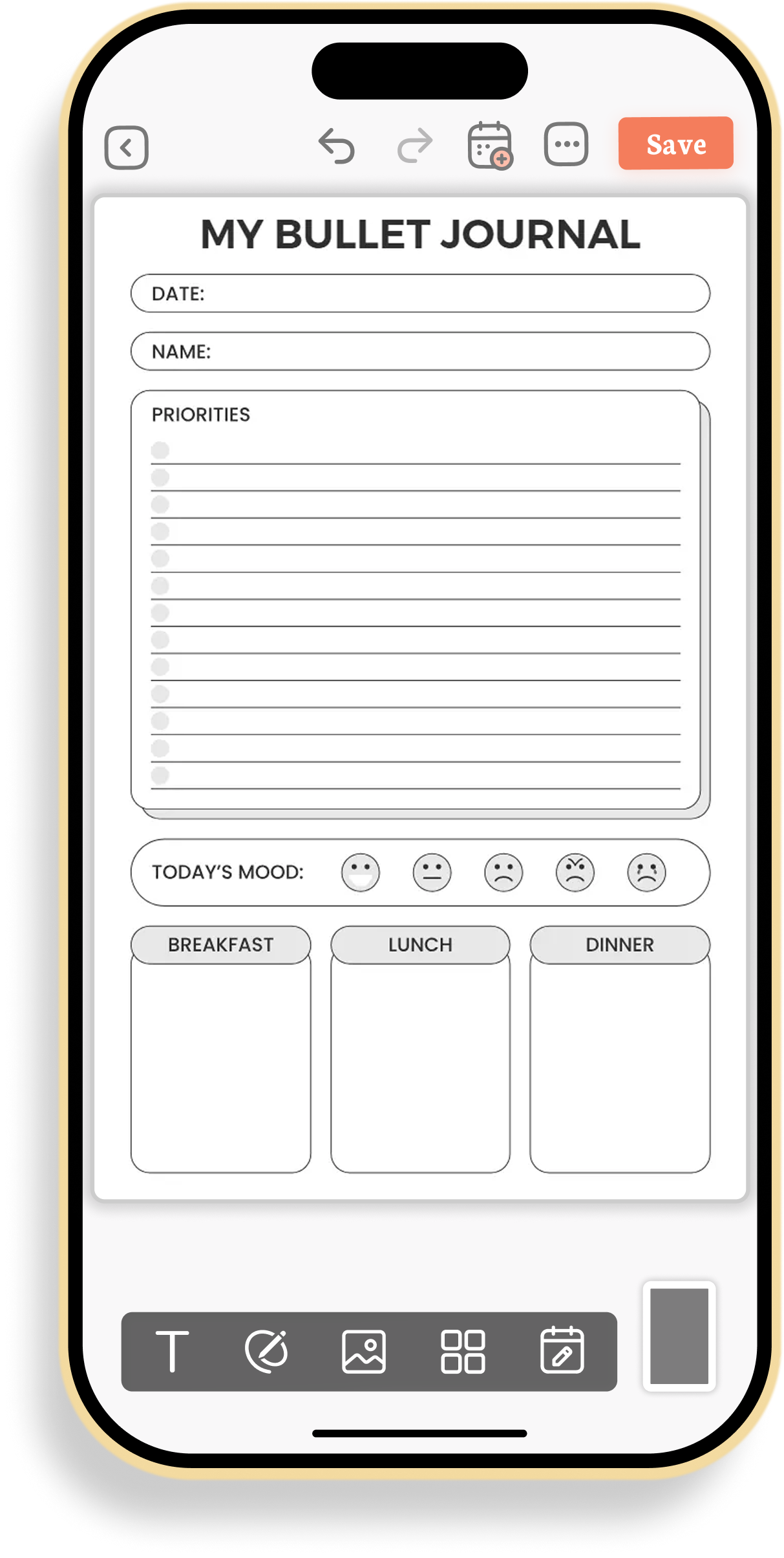 Daily Priorities and Meal Tracking Bullet Journal