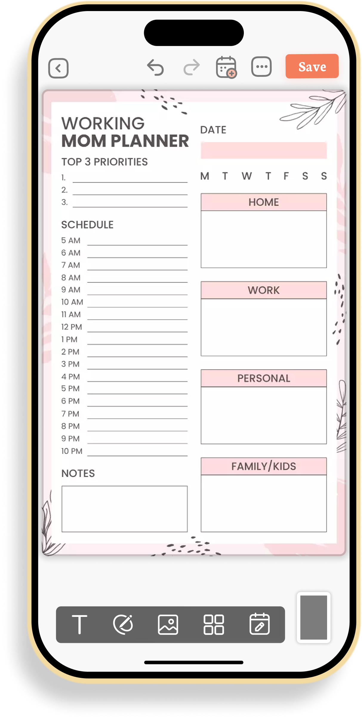 Daily Schedule and Priorities Working Mom Planner