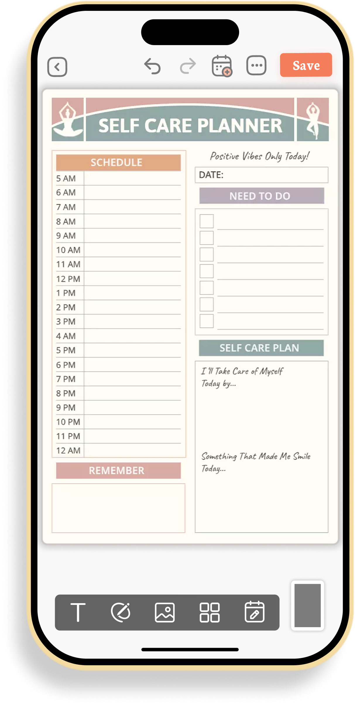 Daily Self-Care Activities Organizer Planner