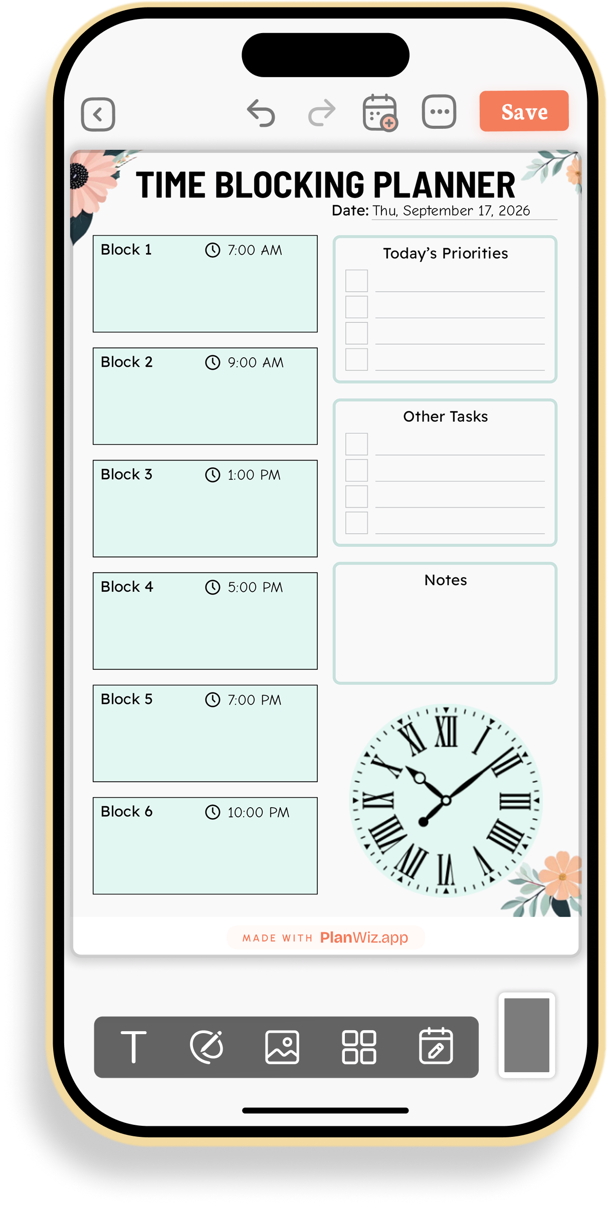 Daily Time Blocking and Priorities Planner