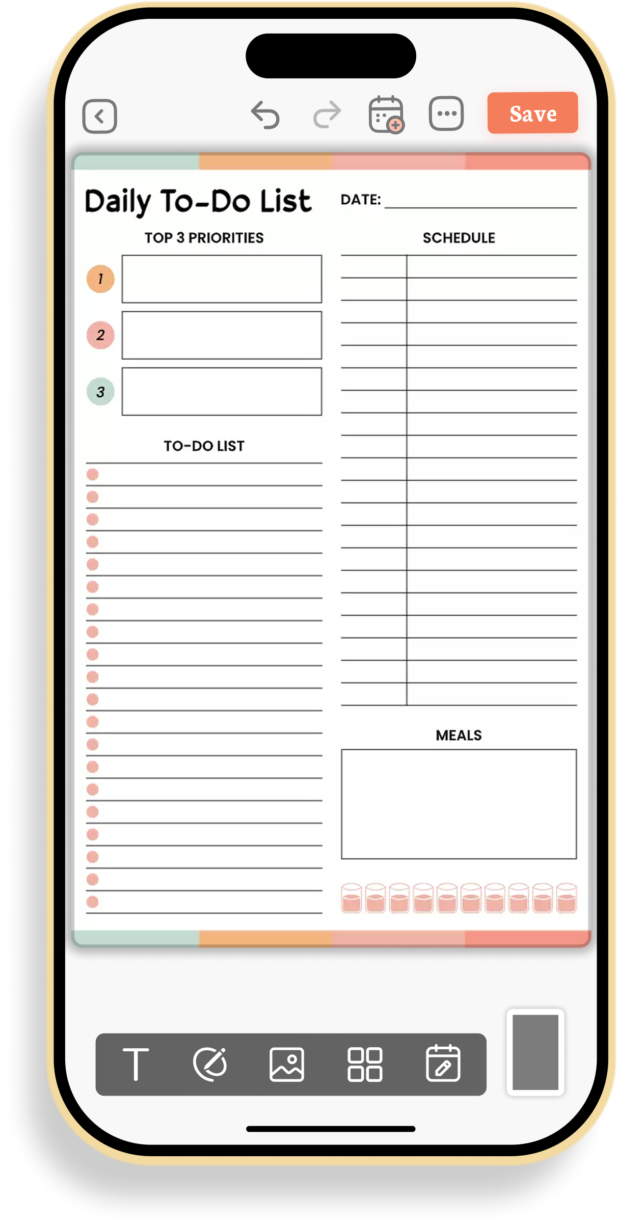 Daily To-Do List with Schedule and Meal Planner