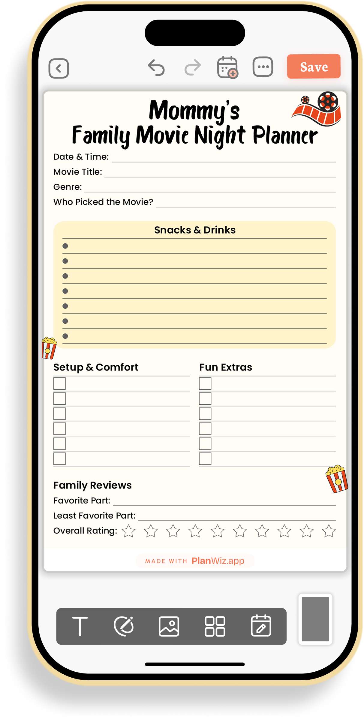 Family Movie Night Planner for Moms