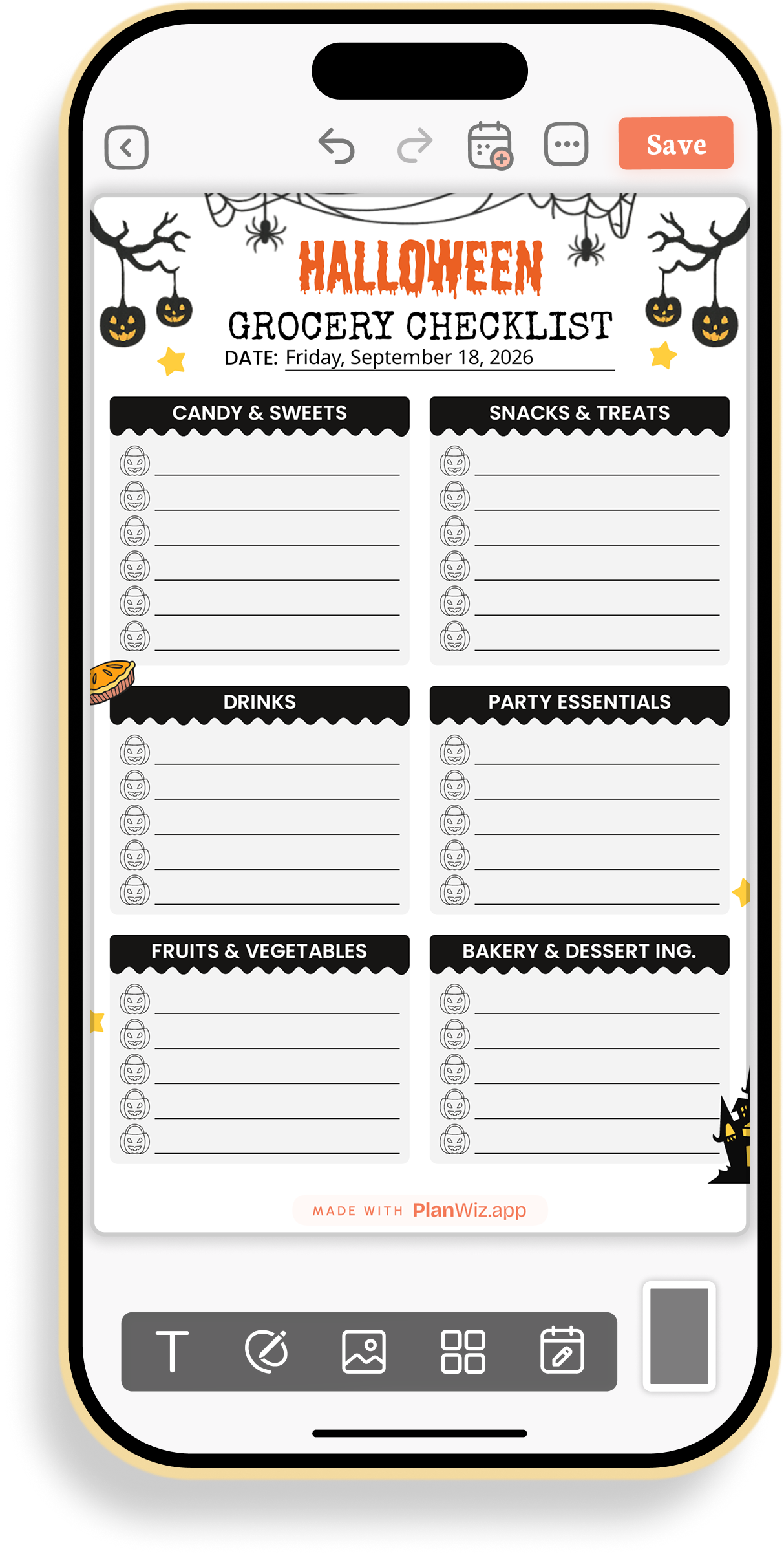 Halloween Grocery Shopping Checklist