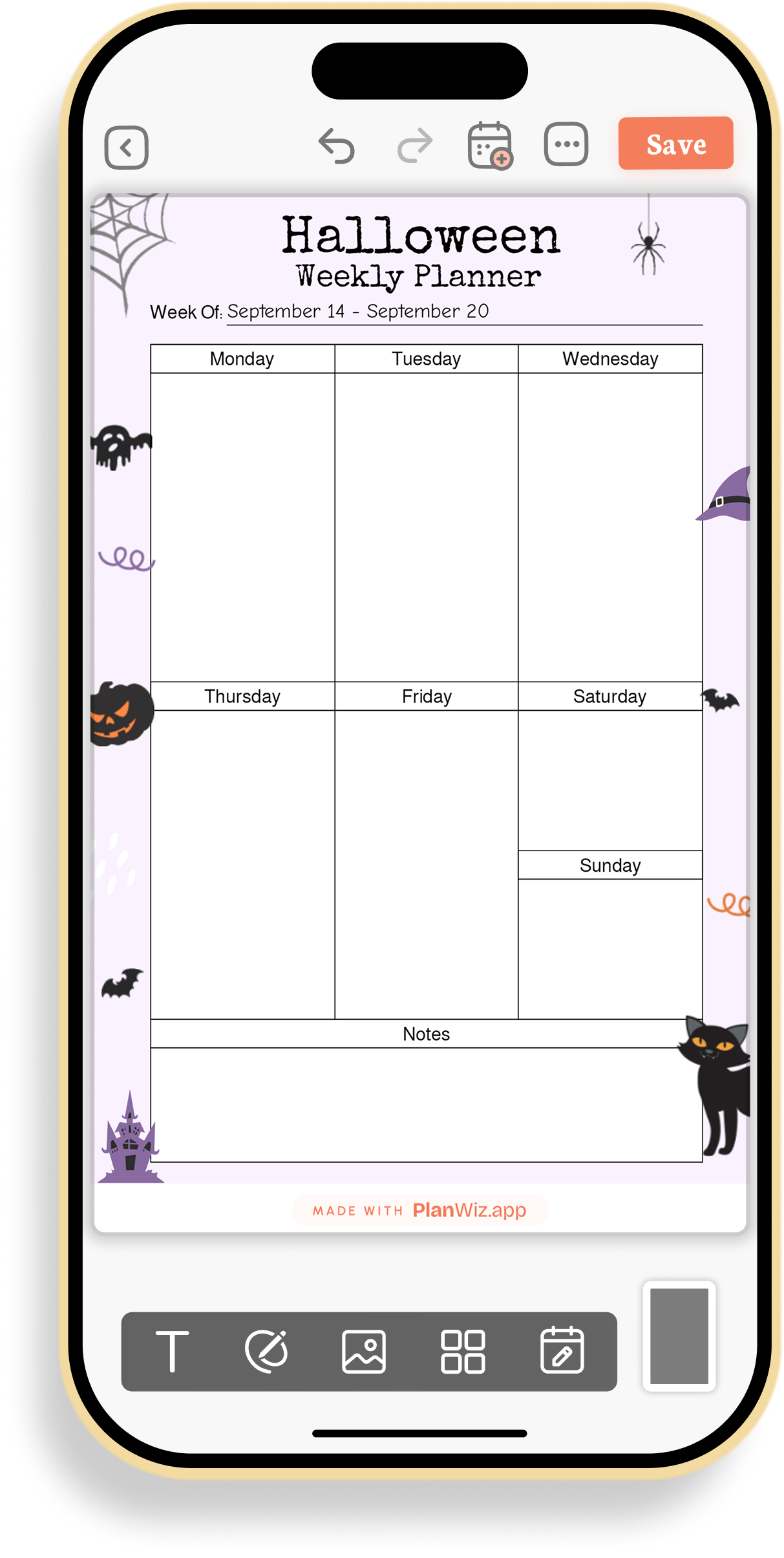 Halloween Weekly Planner