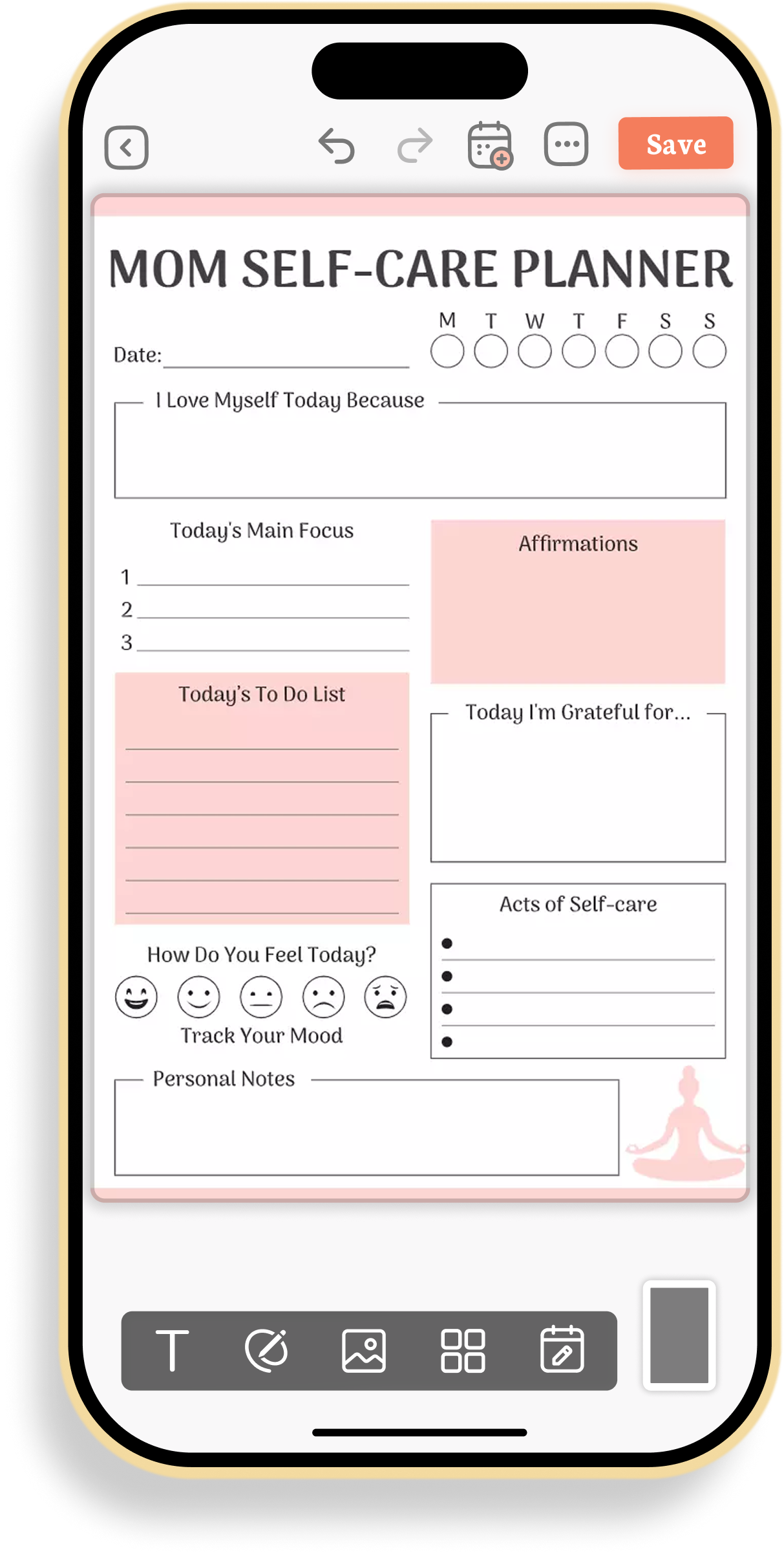 Mom Daily Self-Care and Wellness Planner