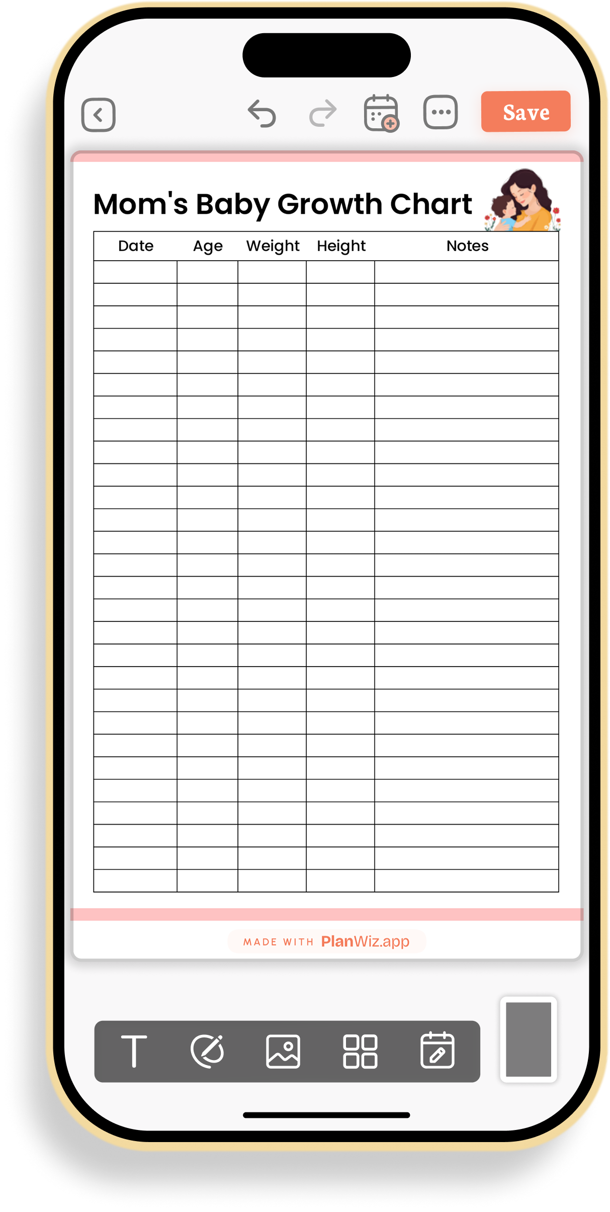 Mom's Baby Growth Chart