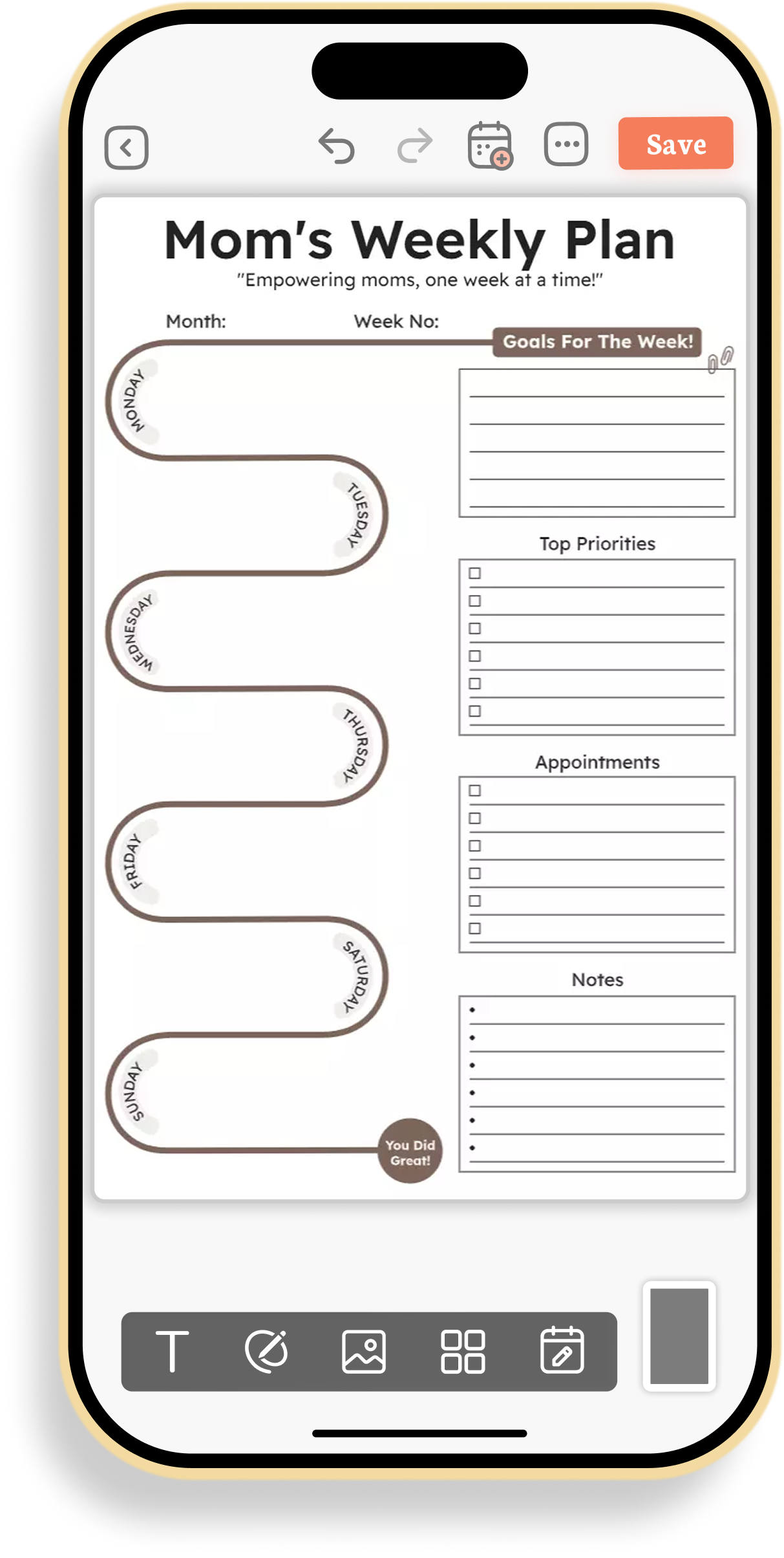 Mom's Weekly Household Organization Planner