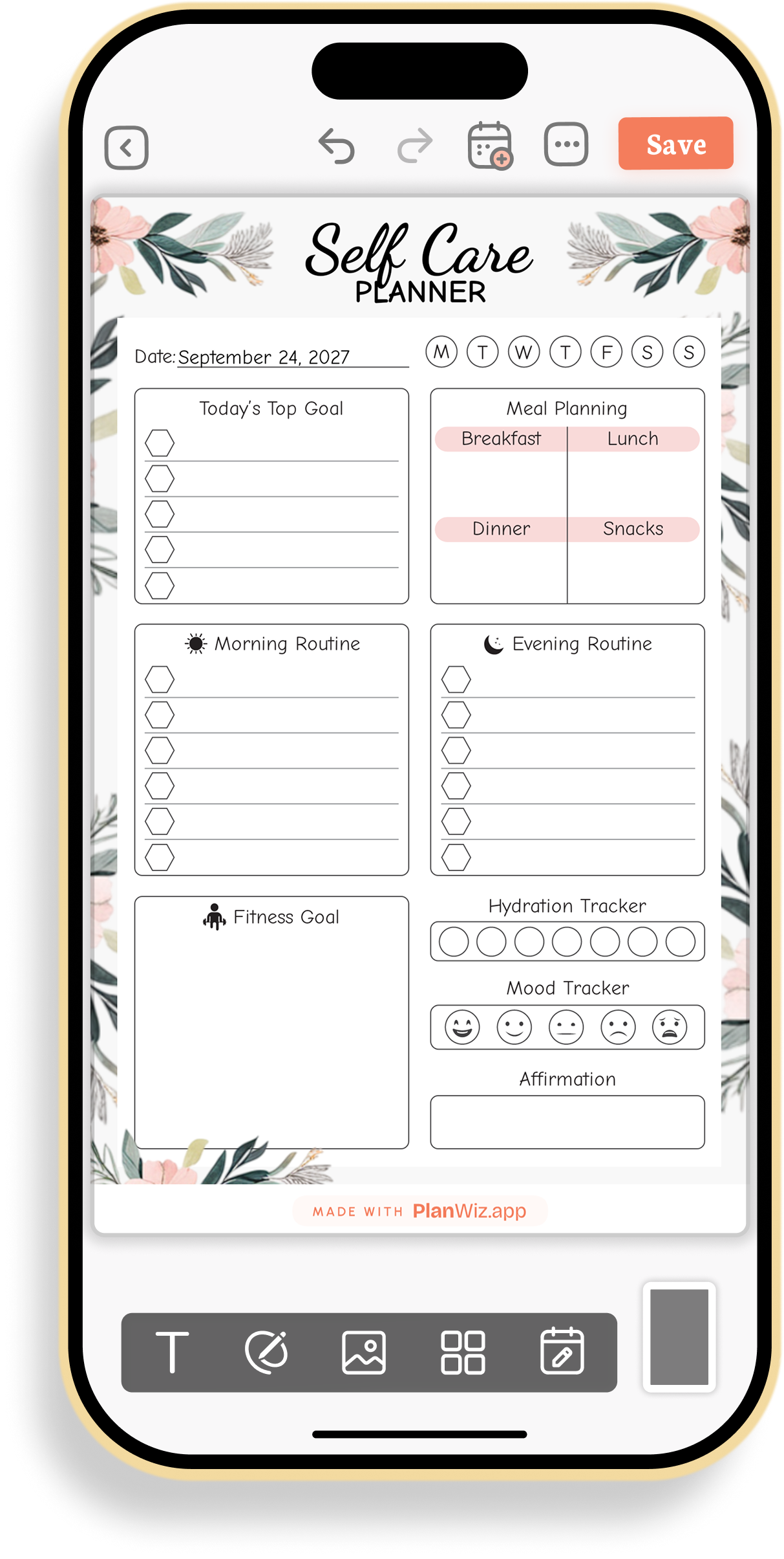 Morning and Evening Self-Care Planner