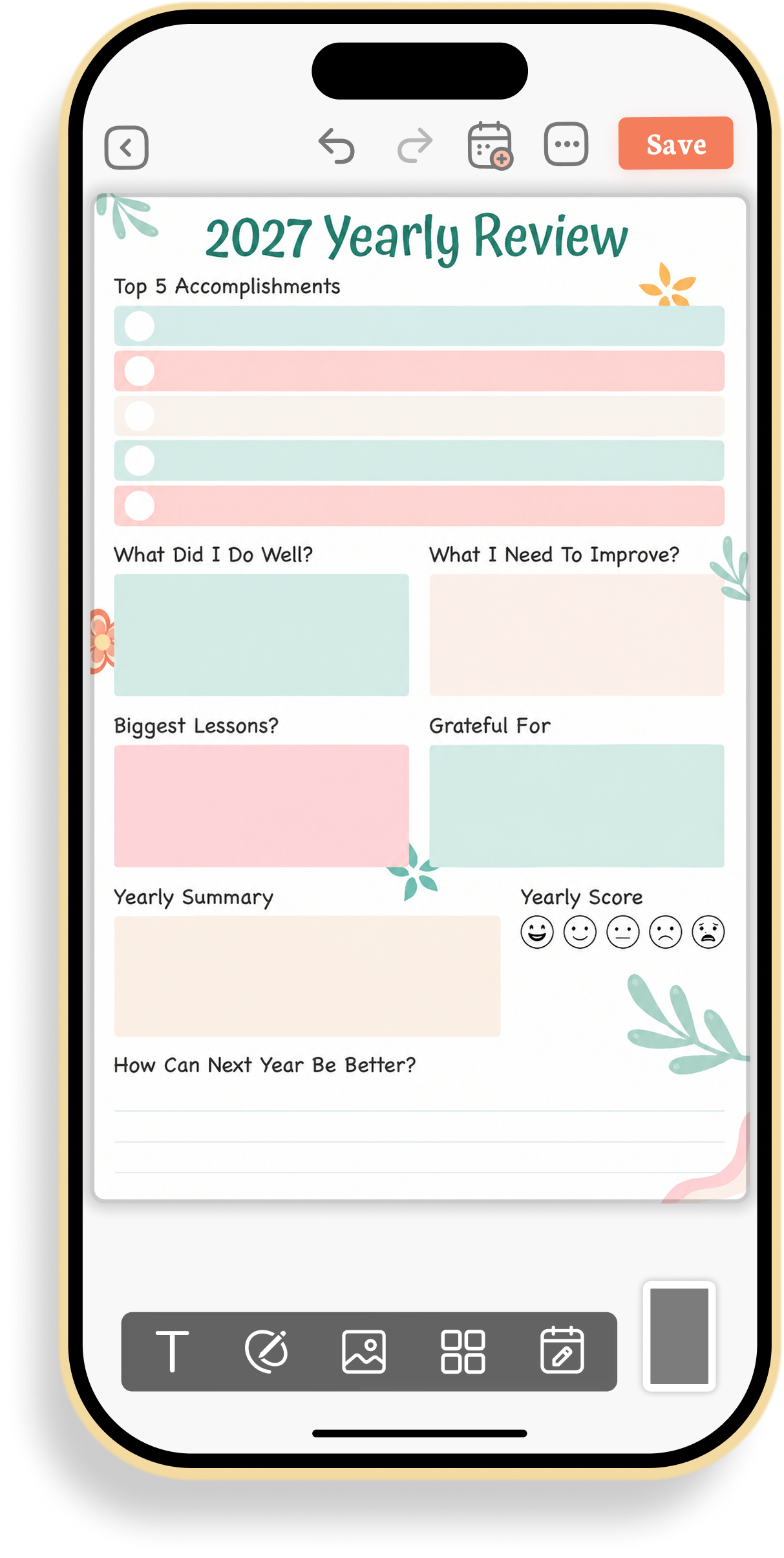 Self-Improvement Yearly Review Planner