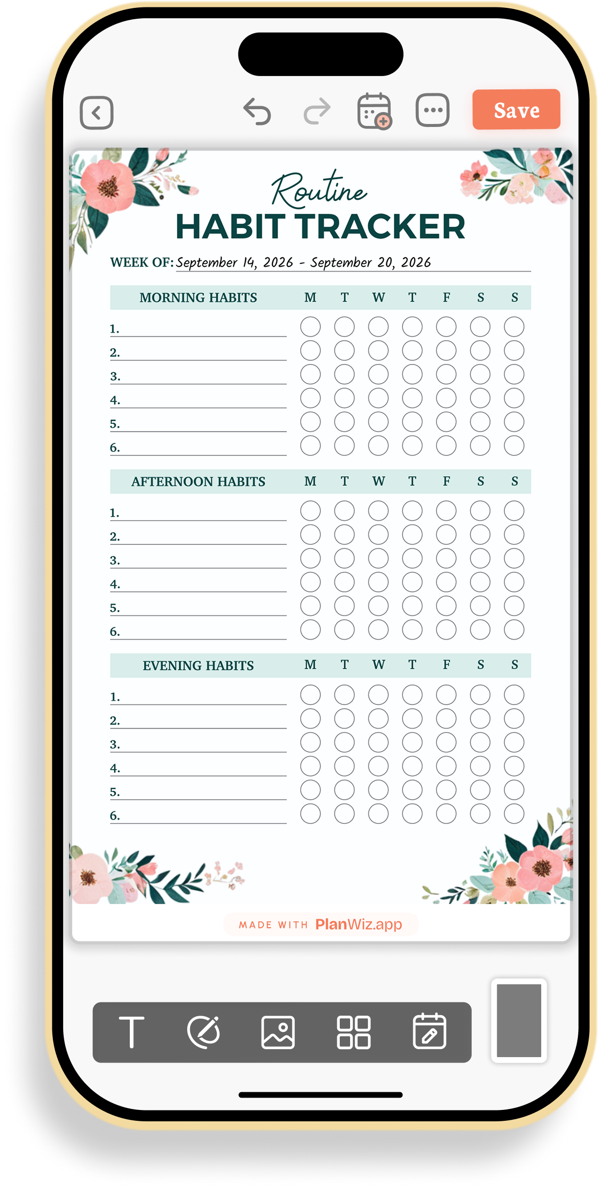 Weekly Routine Habit Tracker