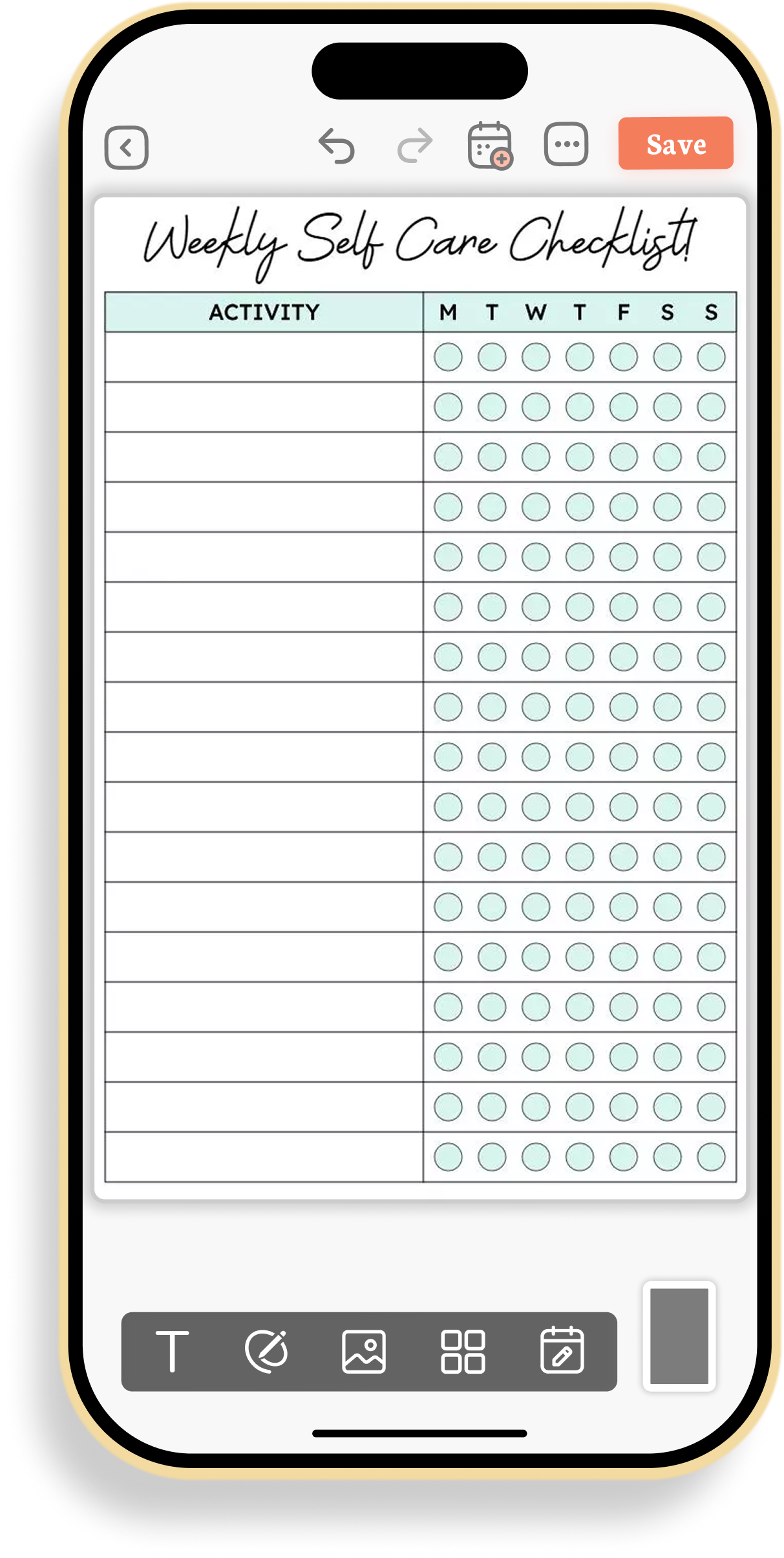 Weekly Self-Care Activity Tracking Planner