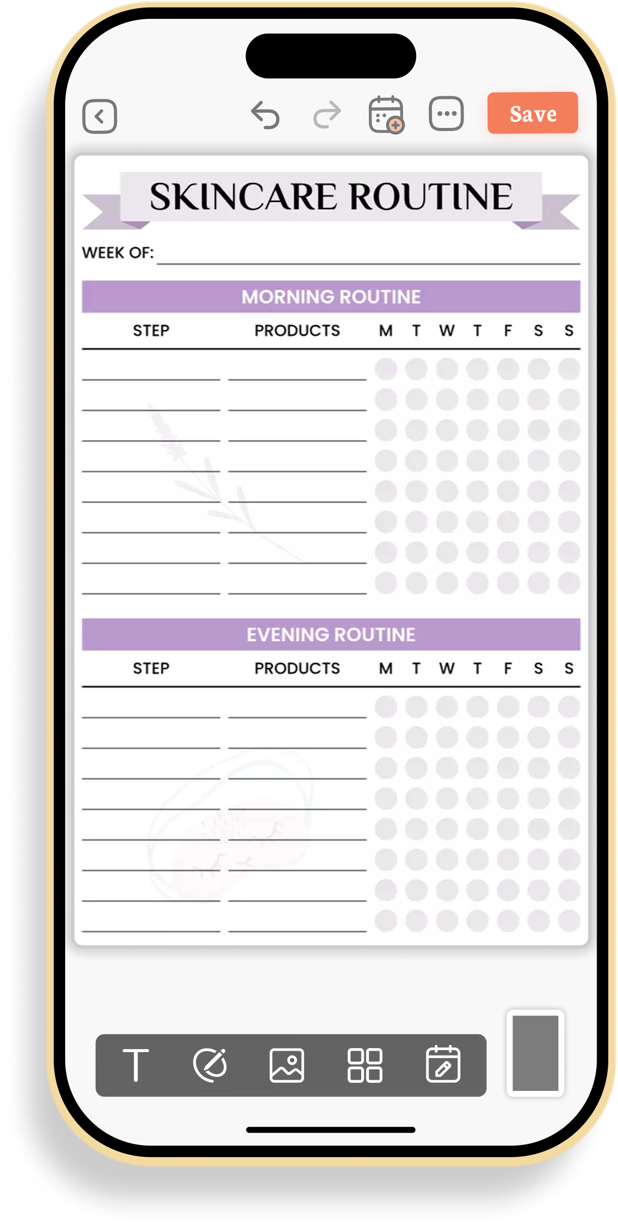 Weekly Skincare Routine Planner