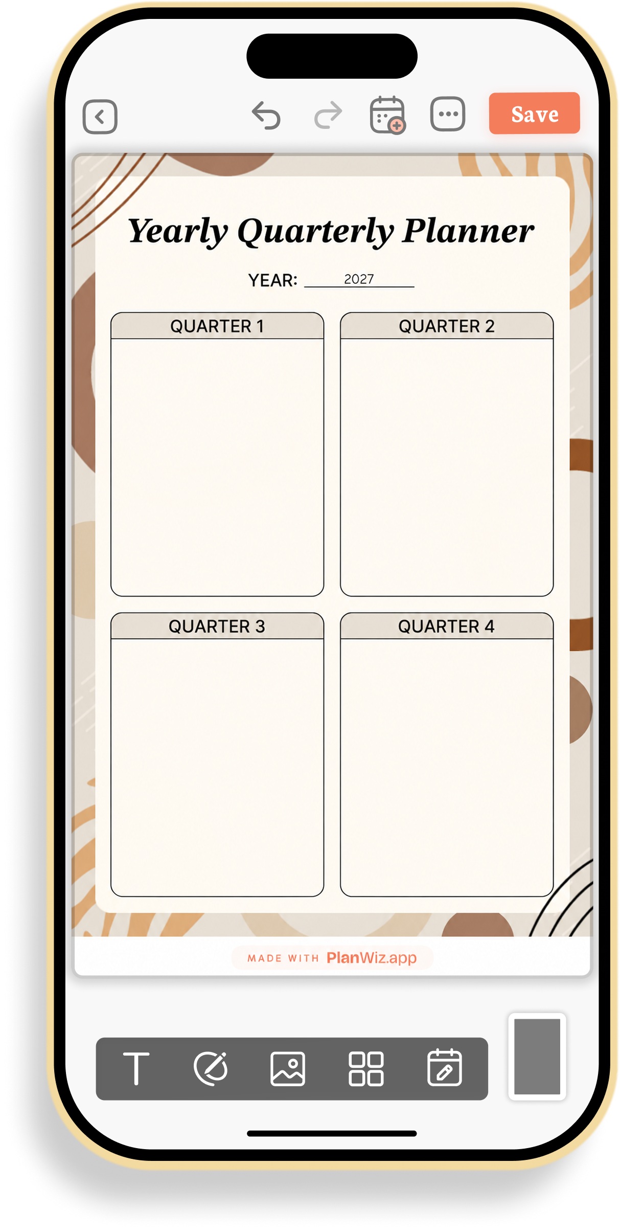 Yearly Four-Quarter Organizational Planner